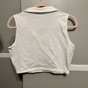White cropped collared top